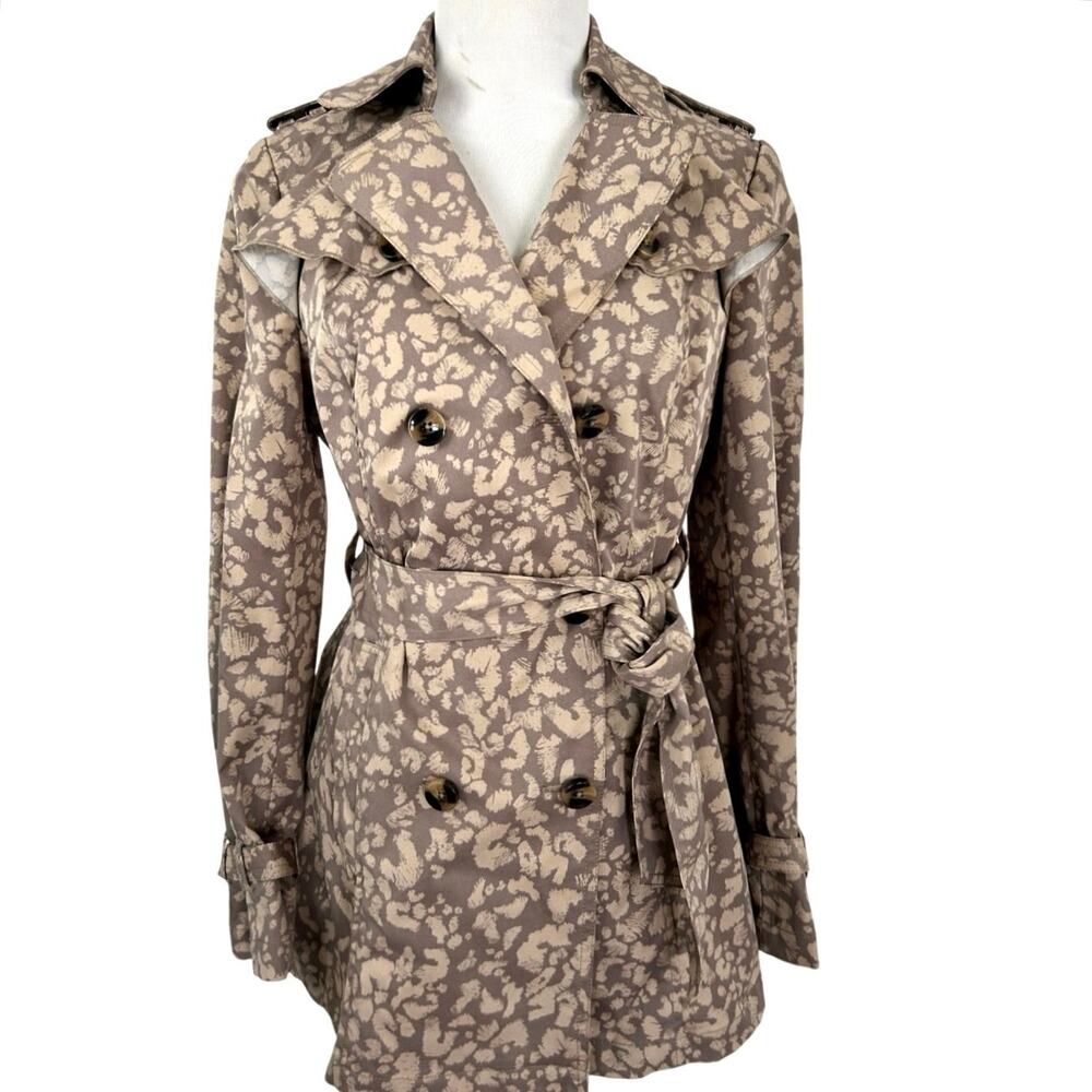 Daughters of the Liberation Leopard Print Trench Coat Belted Jacket 6